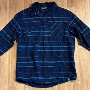 EUC Men’s Smartwool Akalii Striped Flannel Shirt - Blue - Size Medium